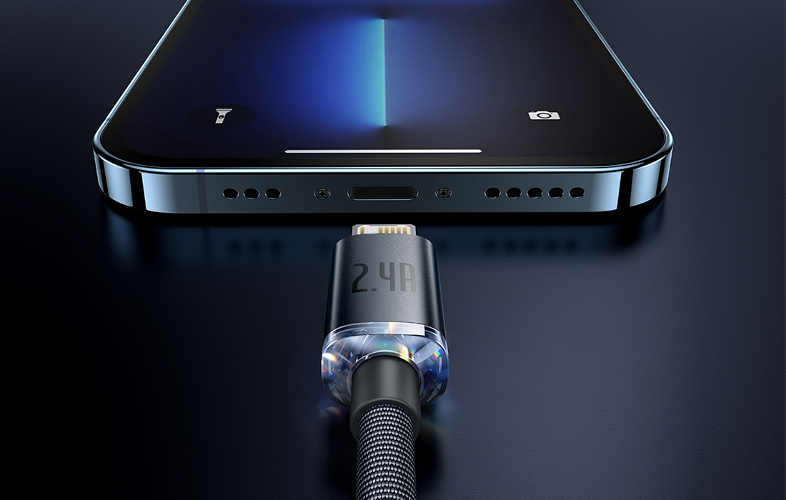 Cable USB a Lightning 2.4A 2m (negro) Baseus Crystal Shine - Imagen 4