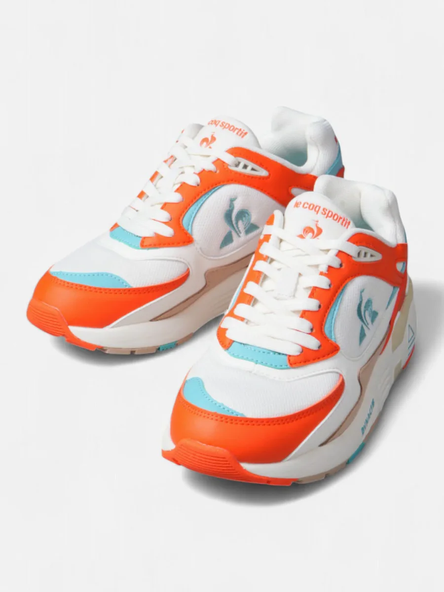 Zapatillas Le Coq Sportif R1100 Pop Blanco Naranja Celeste - Imagen 6