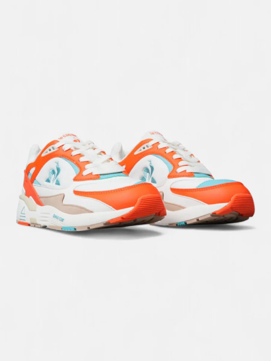 Zapatillas Le Coq Sportif R1100 Pop Blanco Naranja Celeste - Imagen 3