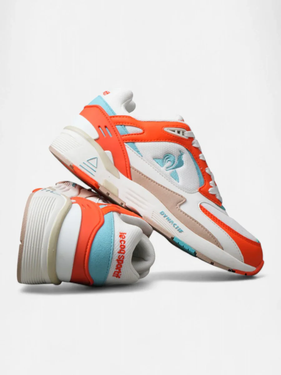 Zapatillas Le Coq Sportif R1100 Pop Blanco Naranja Celeste - Imagen 4