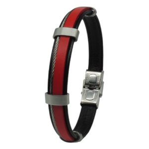 PULSERA I CABLE ACERO PIEL ROJA