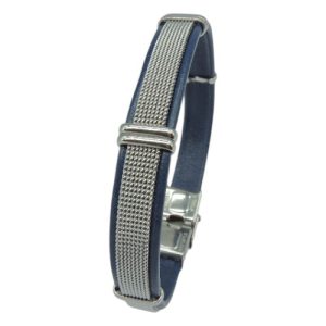 PULSERA I PIEL NEGRA CENTRO MAYA ACERO