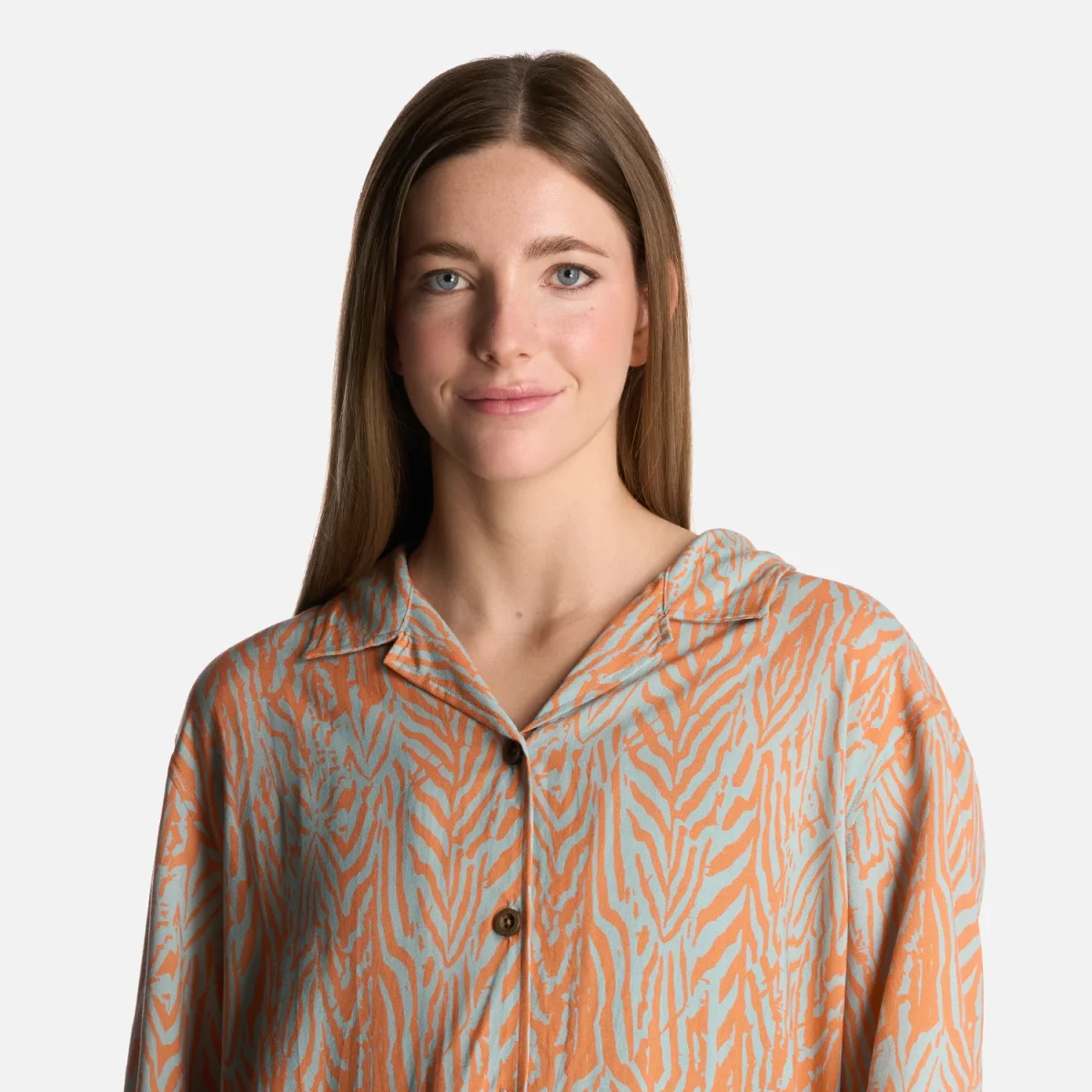 Camisa Mujer Marmolada Print Salmon Haka Honu - Imagen 5