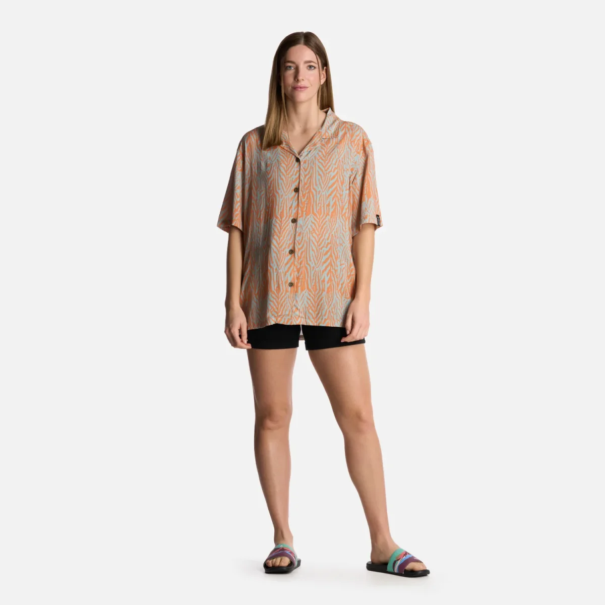 Camisa Mujer Marmolada Print Salmon Haka Honu - Imagen 6